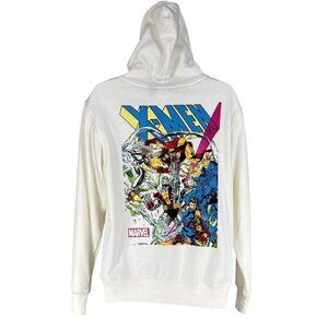 Marvel NWT X-Men S White Multicolor Graphic Hoodie Sweatshirt Streetwear Hip Hop